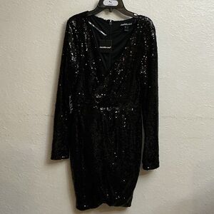 Andree Sparkling Black Sequin Dress